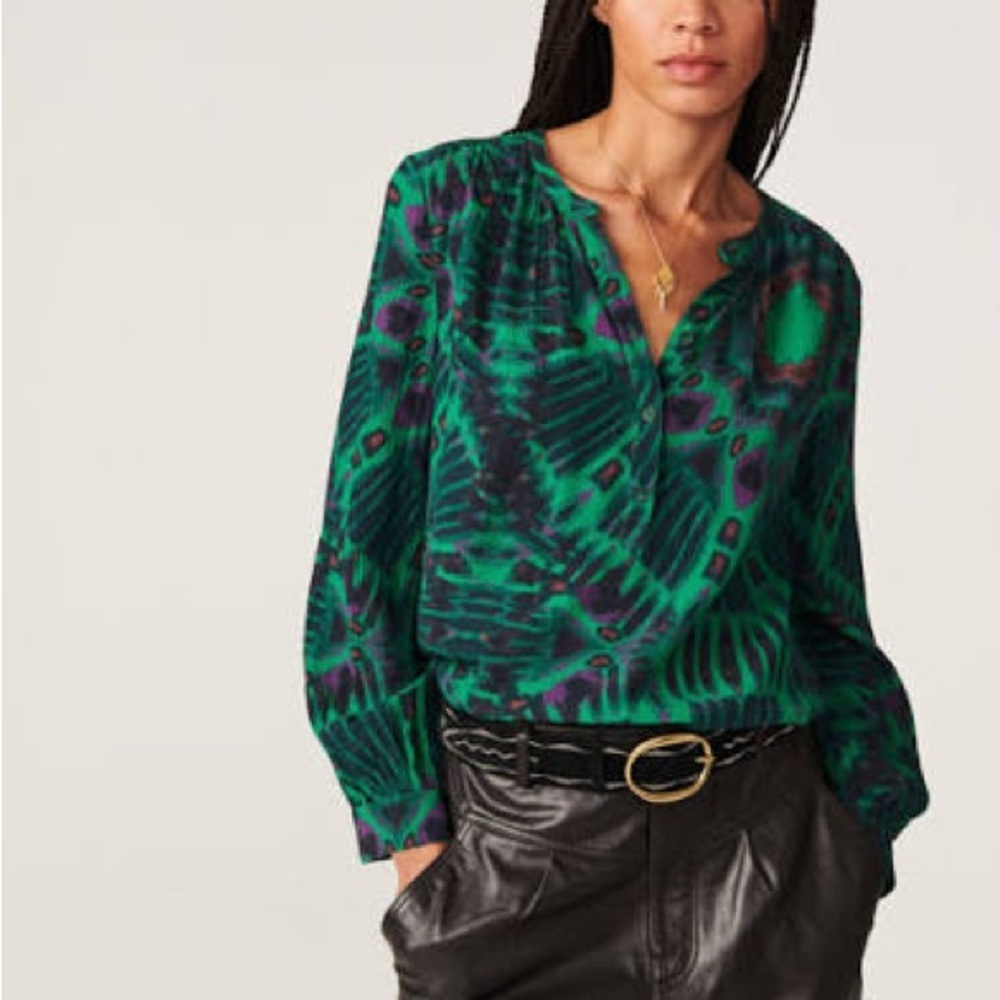 Lior Elegant Green and Purple Blouse